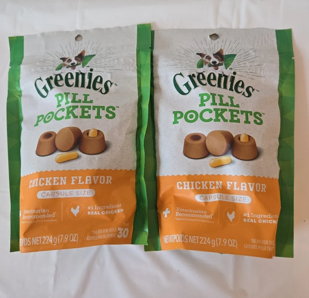 Two-Pack Greenies Pill Pockets (Chicken Flavor, Capsule Size) – Exp. 9/2026